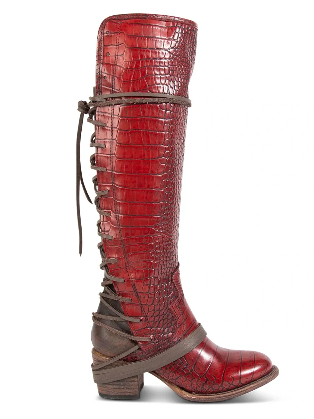 FREEBIRD Coal in red croc